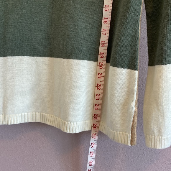 Talbots striped sweater, size M, Green & cream, NWT - Picture 6 of 10